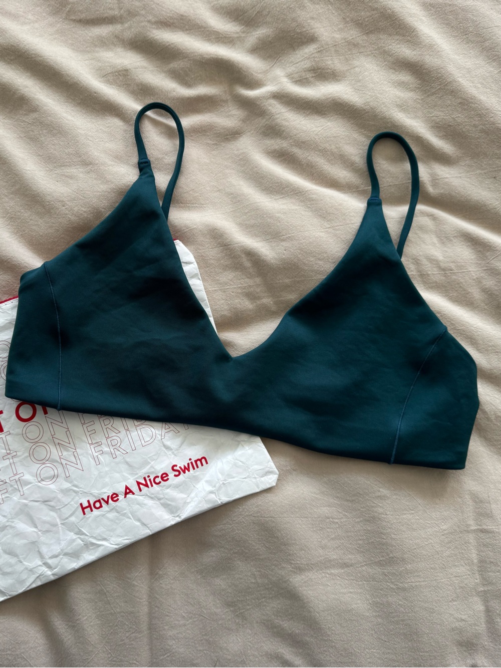 Left On Friday Sunday Top Deep End Teal Swim Suit - Size Large